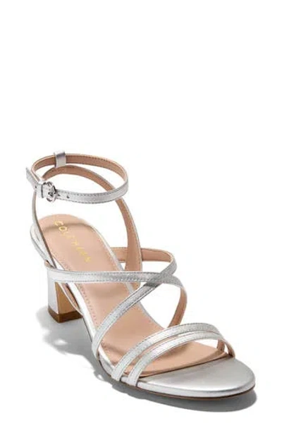 Cole Haan Addie Ankle Strap Sandal In Silver Leather