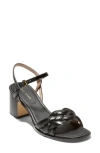 Cole Haan Ambrose Braid Ankle Strap Sandal In Black Croc Print