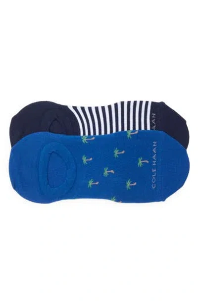 Cole Haan Assorted 2-pack Palm Springs No-show Socks In Blue