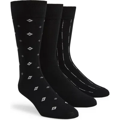 Cole Haan Assorted 3-pack Dress Socks In Black