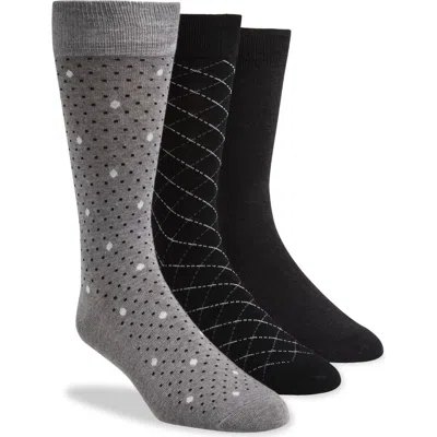 Cole Haan Assorted Dot 3-pack Dress Socks In Black