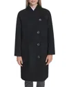 Cole Haan Asymmetric Closure Chevron Texture Wool Blend Coat In Multi