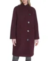 Cole Haan Asymmetric Closure Chevron Texture Wool Blend Coat In Multi