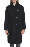 Cole Haan Asymmetric Wool Blend Coat In Black