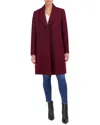 Cole Haan Asymmetrical Peak Lapel Wool-blend Coat In Bordeaux