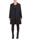 Cole Haan Asymmetrical Peak Lapel Wool-blend Coat In Black
