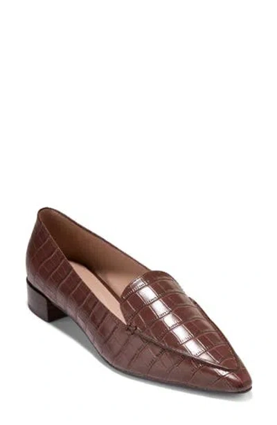 Cole Haan Beatrice Croc Embossed Leather Loafer In Brown