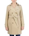 Cole Haan Hooded Double-breasted Trench Coat In Khaki