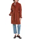 Cole Haan Belted Wool-blend Coat In Red