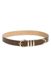 Cole Haan Beveled Buckle Belt In Brown
