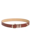 Cole Haan Beveled Buckle Belt In Brown