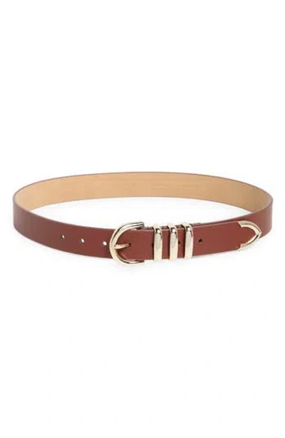 Cole Haan Beveled Buckle Belt In Brown