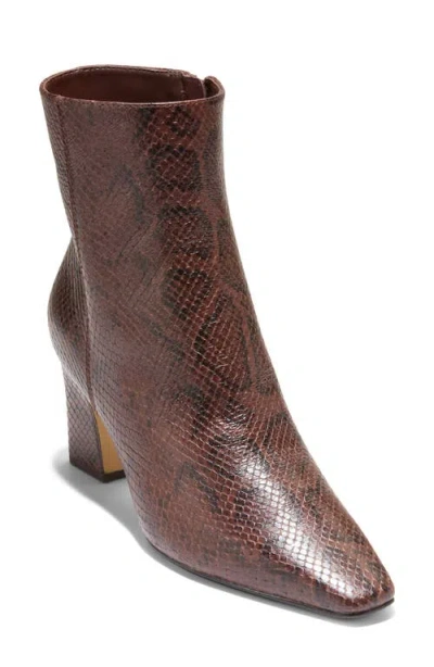 Cole Haan Blanche Leather Snip Toe Bootie In Hickory Glossy Snake Print