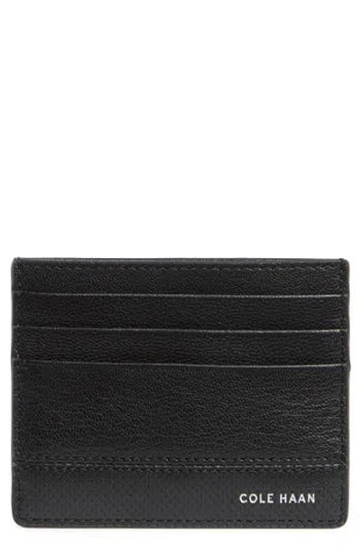 Cole Haan Bleecker Leather Card Case In Black