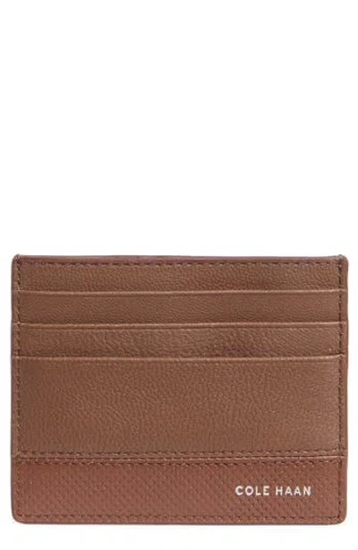 Cole Haan Bleecker Leather Card Case In Brown