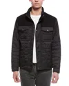Cole Haan Box Triangle Quilted Wool-blend Jacket In Black