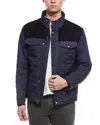 Cole Haan Box Triangle Quilted Wool-blend Jacket In Blue