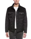 Cole Haan Box Triangle Quilted Wool-blend Jacket In Brown