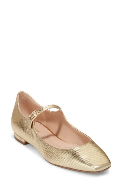 Cole Haan Bridge Mary Jane Ballet Flat In Gold Lizar