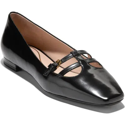 Cole Haan Bridig T-strap Ballet Flat In Black Leather