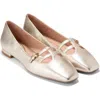 Cole Haan Bridig T-strap Ballet Flat In Soft Gold