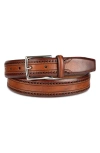 Cole Haan Brogue Leather Belt In Tan
