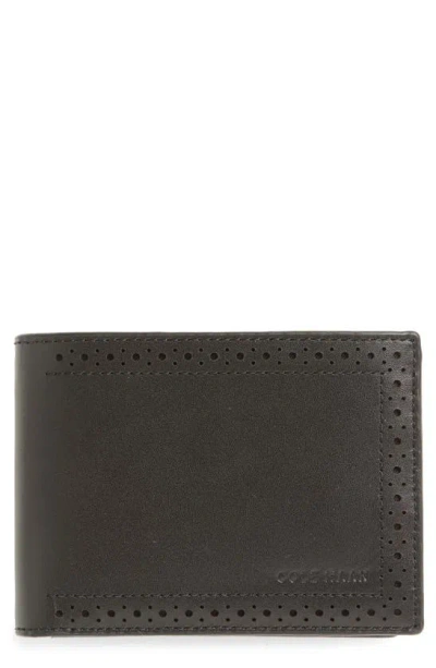 Cole Haan Brogue Leather Passcase In Black