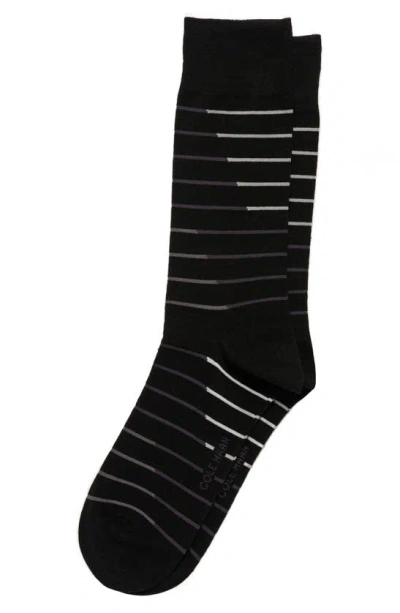 Cole Haan Broken Stripe Dress Socks In Black