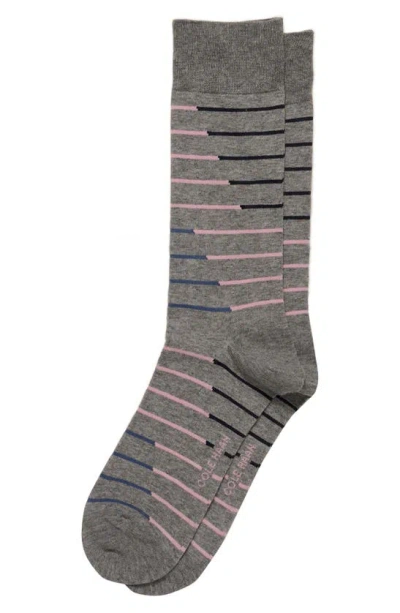 Cole Haan Broken Stripe Dress Socks In Medium Grey Heather