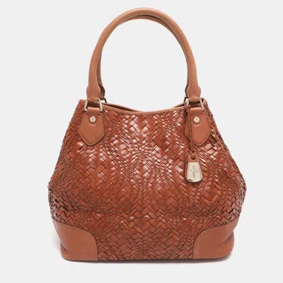 Cole Haan Brown Woven Leather Tote
