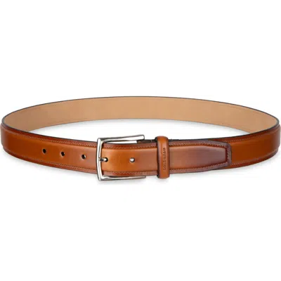 Cole Haan Burnished Edge Leather Belt In Brown