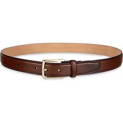 Cole Haan Burnished Edge Leather Belt In Brown