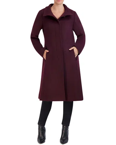 Cole Haan Button-up Flare Wool-blend Coat In Red
