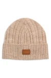 Cole Haan Cable Knit Cuffed Beanie In Brown