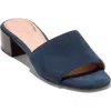 Cole Haan Calli Single Band Block Heel Slide Sandal In Navy Blazer Suede
