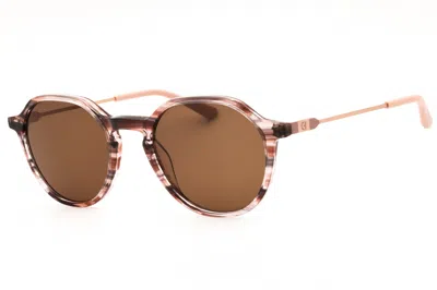 Cole Haan Ch6503 Round Acetate Sunglasses In Brown