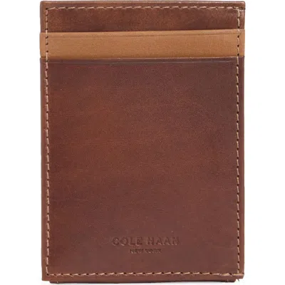 Cole Haan Charles Leather Card Case In Brown