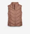 Cole Haan Chevron Polyfill Zip Front Vest - Beige Size Large In Toffee