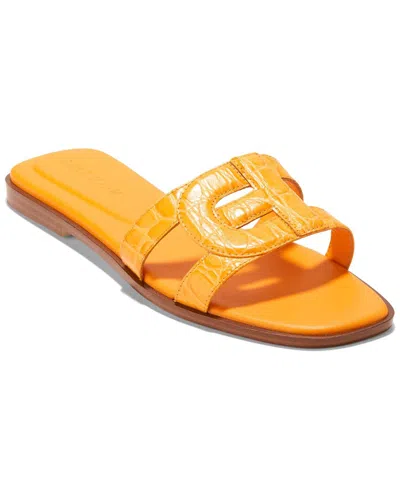 Cole Haan Chrisee Slide Sandal In Saffron Yellow Croc Print