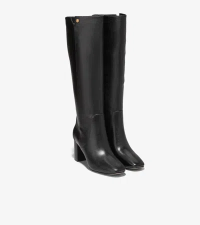 Cole Haan Chrystie M Black Leather Knee High Riding Boots Rhs7883