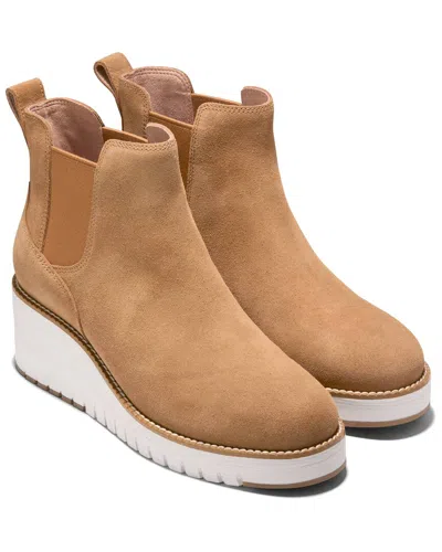 Cole Haan City Suede Wedge Bootie In Brown