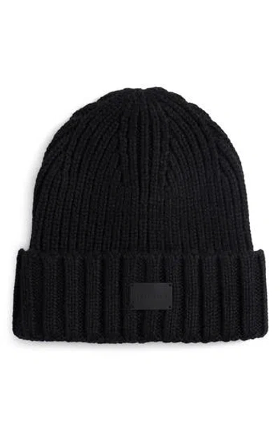 Cole Haan Classic Rib Cuff Beanie In Black