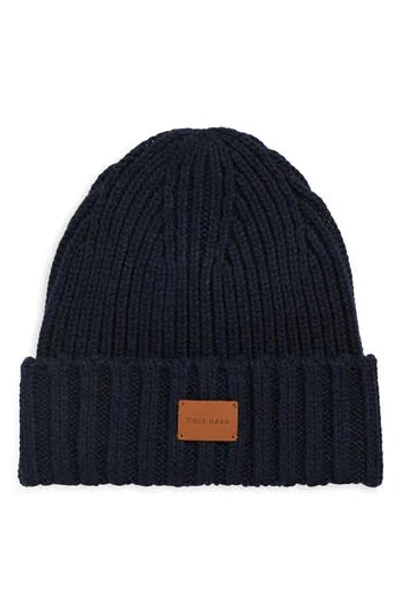 Cole Haan Classic Rib Cuff Beanie In Blue