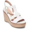 Cole Haan Cloud All Day 75 Womens Leather Buckle Wedge Heels In White