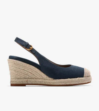 Cole Haan Cloudfeel Espadrille Wedge Sling 80mm Ii In Navy Blazer