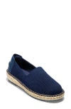 Cole Haan Cloudfeel Womens Leather Trim Slip On Espadrilles In Marine Blue Fabric