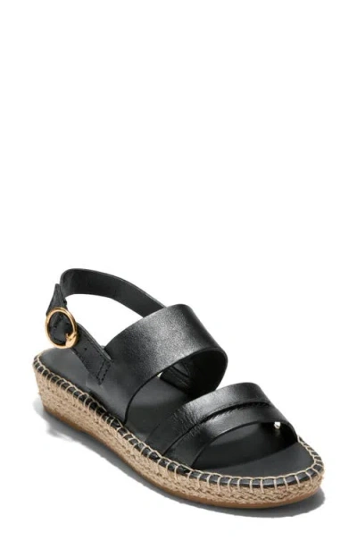 Cole Haan Women's Cloudfeel Tilden Flat Sandals In Black Leather