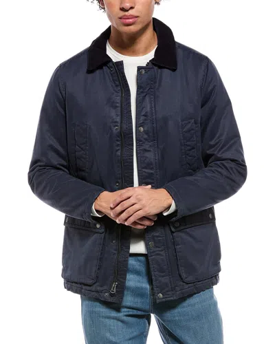 Cole Haan Coated Rain Jacket In Blue