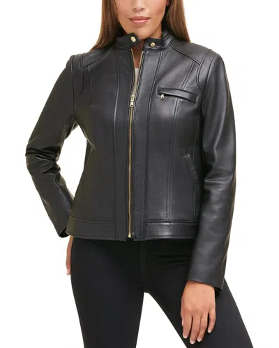 Cole Haan Cole Hann Leather Jacket In Black