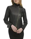 Cole Haan Cole Hann Stand Collar Racer Jacket In Black